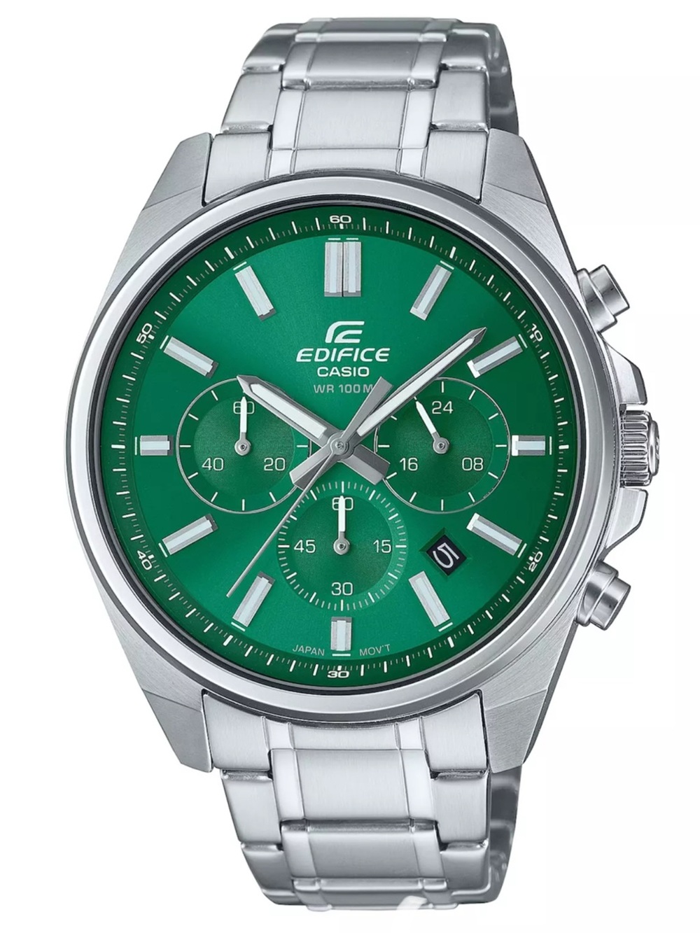Casio Edifice Silver Case with Green Dial Chronograph Watch